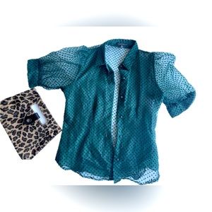 Haute Monde sheer blouse Size M Pin Up Sophisticated Elegant lightweight